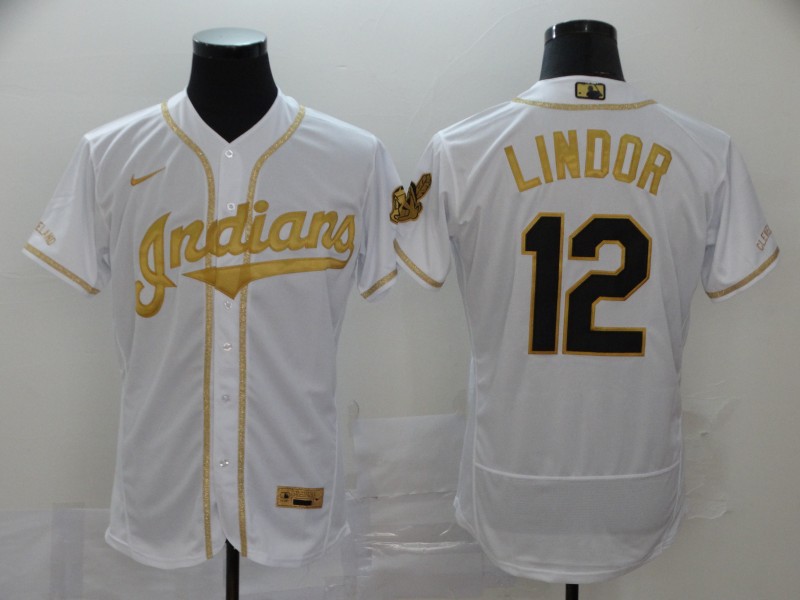 Men's Cleveland Guardians Francisco Lindor #12 White Jersey